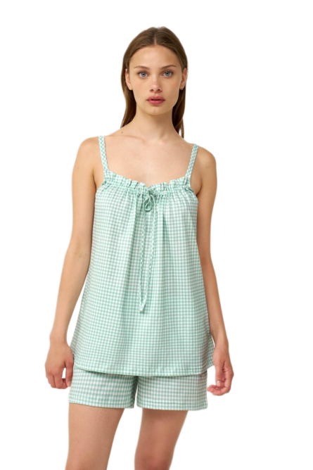 Vamp γυναικείο βαμβακερό καρό babydoll 24359