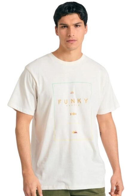 Funky Buddha ανδρικό t-shirt με minimal branded τύπωμα FBM011-097-04