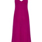 Funky Buddha γυναικείο λινό midi φόρεμα με ανοιχτή πλάτη FBL011-106-13