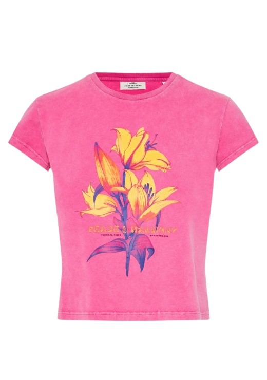 Funky Buddha γυναικείο t-shirt με τύπωμα slim FBL013-136-04