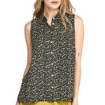 Funky Buddha γυναικείο φλοράλ αμάνικο πουκάμισο FBL013-104-05