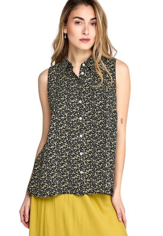Funky Buddha γυναικείο φλοράλ αμάνικο πουκάμισο FBL013-104-05