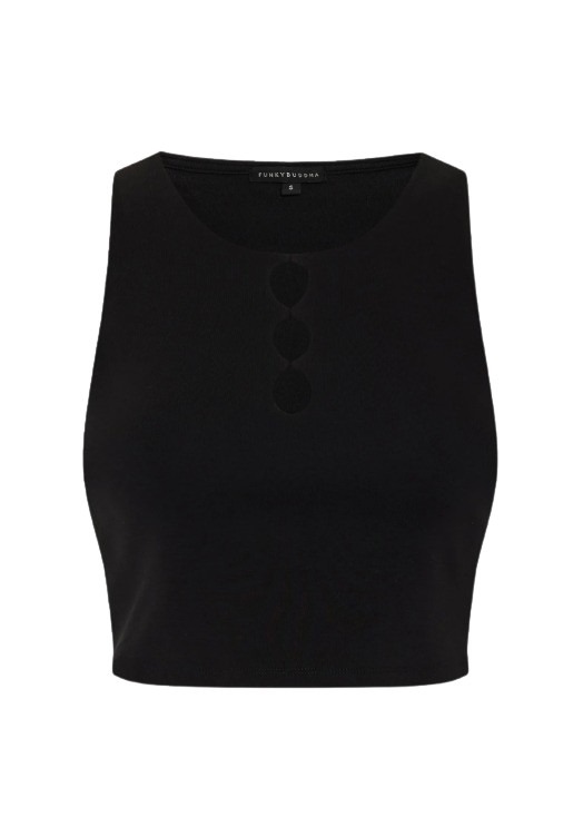 Funky Buddha γυναικείο αμάνικο crop top με ανοίγματα FBL013-109-17 Funky Buddha γυναικείο αμάνικο crop top με ανοίγματα FBL013-109-17