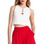 Funky Buddha γυναικείο αμάνικο crop top με ανοίγματα FBL013-109-17
