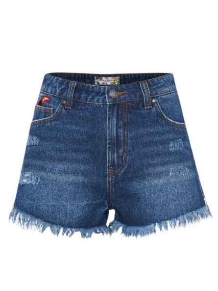 Funky Buddha γυναικείο τζιν σορτς με ξέφτια FBL013-165-03