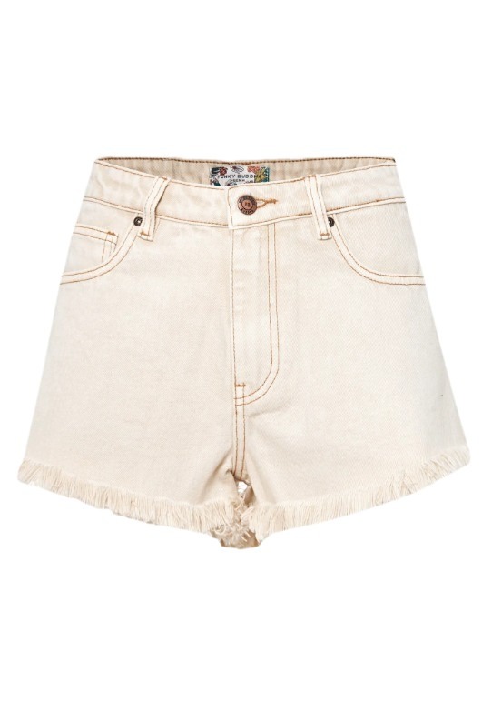 Funky Buddha γυναικείο τζιν σορτς low rise με ξέφτια FBL013-167-03