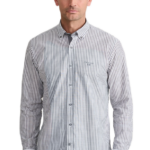 Navy&Green ανδρικό ριγέ βαμβακερό πουκάμισο 24NG.BX235/1B.1