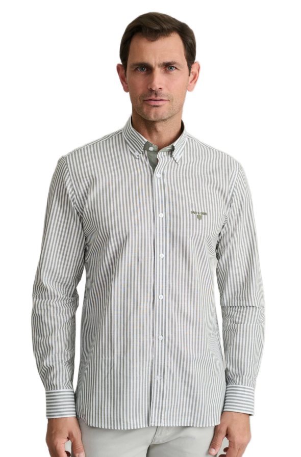 Navy&Green ανδρικό ριγέ βαμβακερό πουκάμισο 24NG.BX235/1B.1