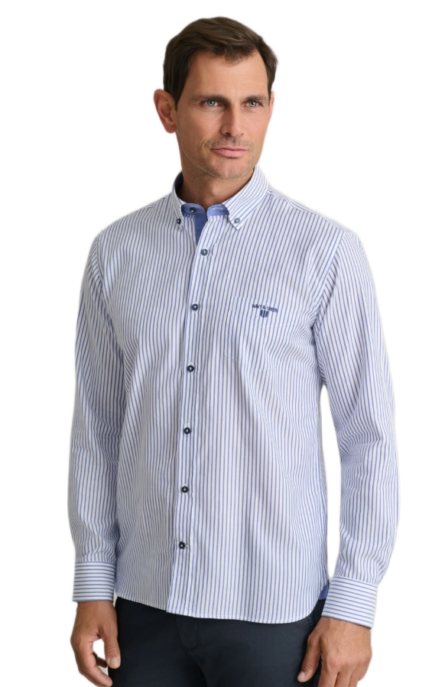 Navy&Green ανδρικό ριγέ πουκάμισο Oxford 24NG.BX238/1B.2