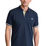 Navy&Green ανδρική μονόχρωμη πόλο μπλούζα 24GE.1038