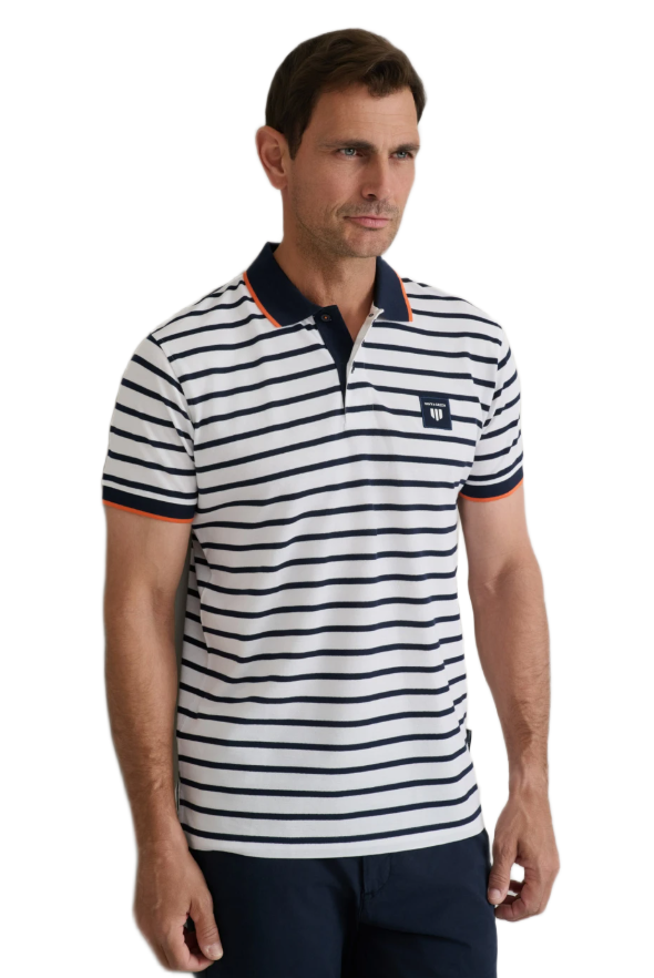 Navy&Green ανδρική ριγέ πόλο μπλούζα 24GE.944.2