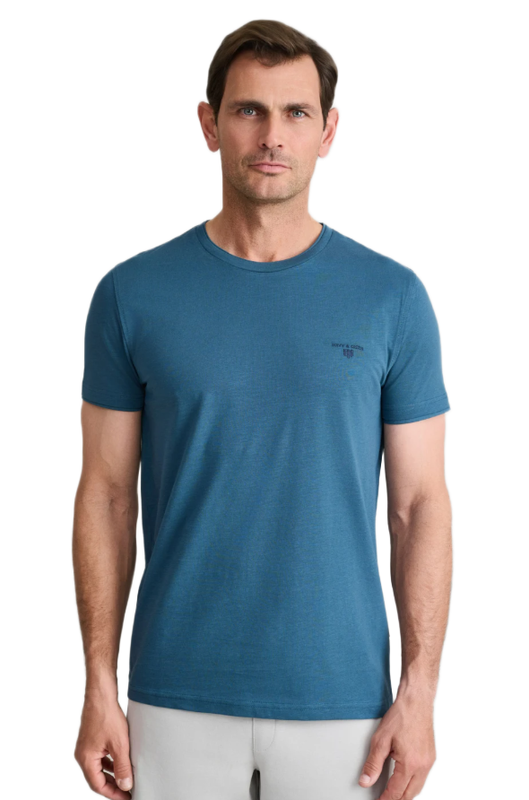 Navy&Green ανδρικό μονόχρωμο t-shirt 24TU.323/6P.2
