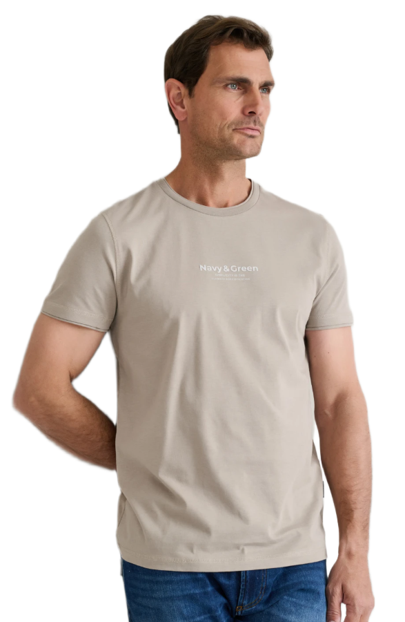 Navy&Green ανδρικό μονόχρωμο t-shirt τύπωμα 24TU.346/6R