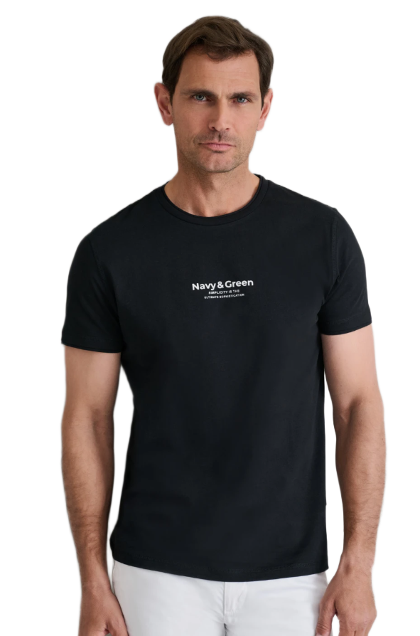 Navy&Green ανδρικό μονόχρωμο t-shirt τύπωμα 24TU.346/6R