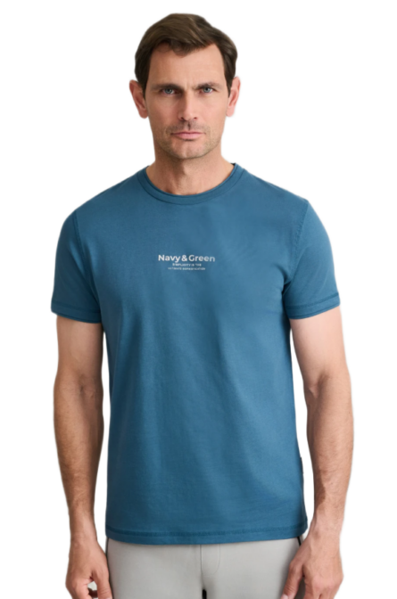 Navy&Green ανδρικό μονόχρωμο t-shirt τύπωμα 24TU.346/6R