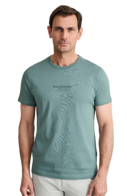 Navy&Green ανδρικό μονόχρωμο t-shirt τύπωμα 24TU.346/6R