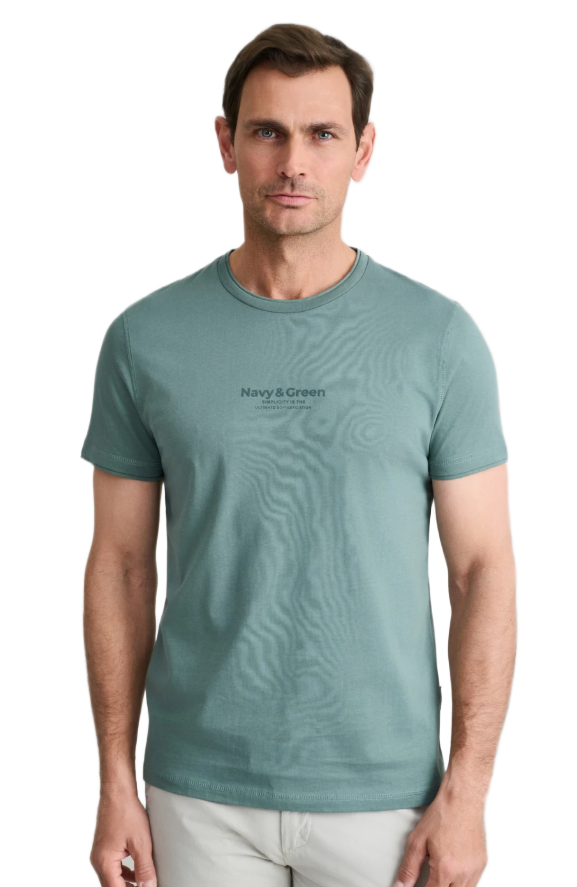 Navy&Green ανδρικό μονόχρωμο t-shirt τύπωμα 24TU.346/6R