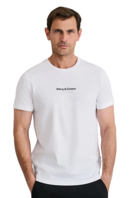 Navy&Green ανδρικό μονόχρωμο t-shirt τύπωμα 24TU.346/6R