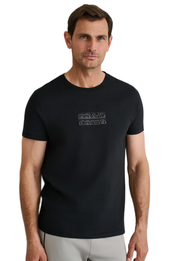 Navy&Green ανδρικό μονόχρωμο t-shirt τύπωμα 24TU.346/8R