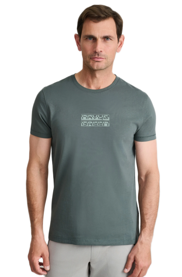 Navy&Green ανδρικό μονόχρωμο t-shirt τύπωμα 24TU.346/8R