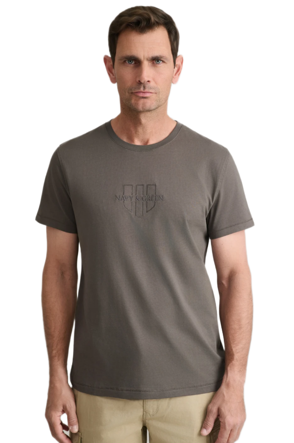 Navy&Green ανδρικό μονόχρωμο t-shirt κέντημα 24TU.346/4R