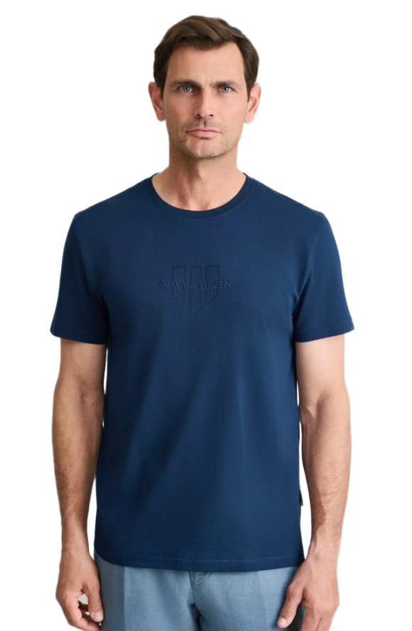 Navy&Green ανδρικό μονόχρωμο t-shirt κέντημα 24TU.346/4R