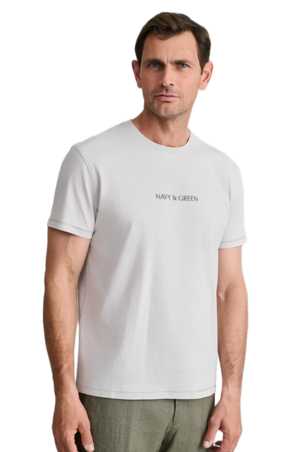 Navy&Green ανδρικό μονόχρωμο t-shirt κέντημα 24TU.346/4R