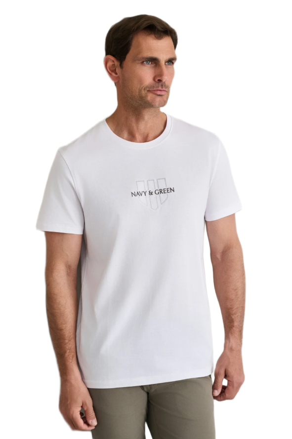 Navy&Green ανδρικό μονόχρωμο t-shirt κέντημα 24TU.346/4R