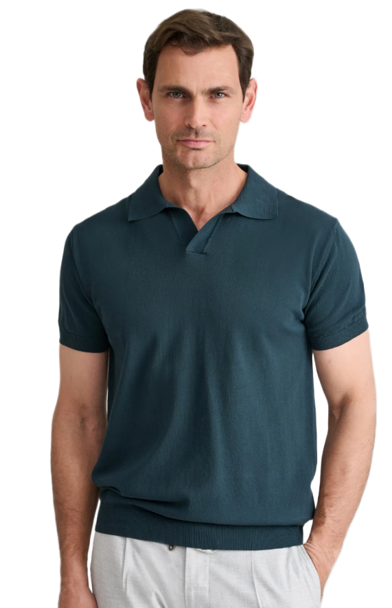 Navy&Green ανδρική μονόχρωμη crepe πόλο μπλούζα 24AR.981/PLV.1