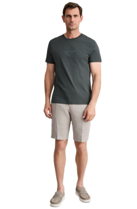 Navy&Green ανδρική λινή chinos βερμούδα με κορδόνι 24KP.032/JG/V