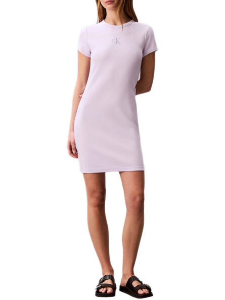 Calvin Klein γυναικείο κοντομάνικο ριμπ φόρεμα LV047F241G