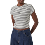 Calvin Klein γυναικείο crop t-shirt ριγέ LV047F833G