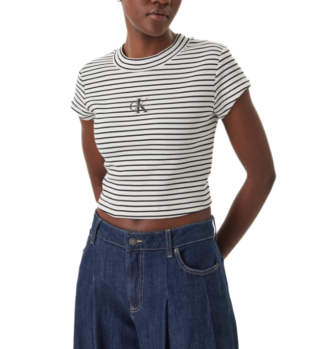 Calvin Klein γυναικείο crop t-shirt ριγέ LV047F833G