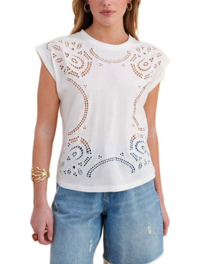 Attrattivo γυναικείο t-shirt με διάτρητο σχέδιο 9923256
