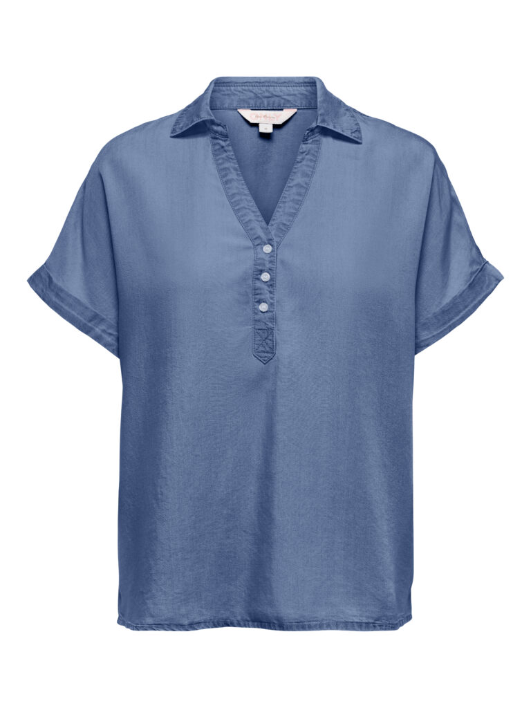 Only γυναικείο μονόχρωμο τοπ ONLCHARIS LIFE CAP SLEEVE SHIRT 15363976