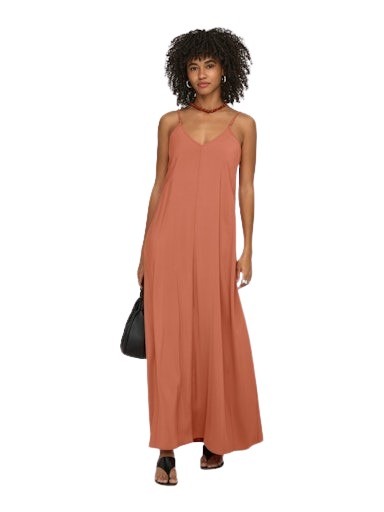 Only γυναικείο μακρύ μονόχρωμο φόρεμα ONLMADELI OAKLYN STRAP LONG DRESS 15371094