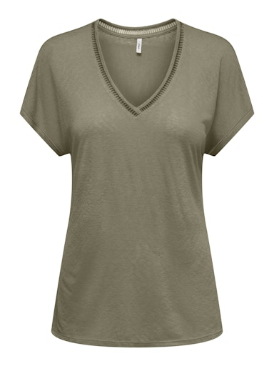 Only γυναικείο t-shirt με διάτρητη λεπτομέρεια ONLPENNY S/S BATSLEEVE V-NECK TOP 15371500