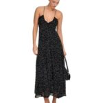 Only γυναικείο μακρύ πουά φόρεμα ONLELLE LONG STRAP DRESS 15373473