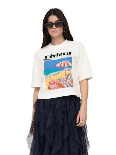 Only γυναικείο t-shirt με τύπωμα ONLVEGA NEW S/S VIBE TOP BOX 15375753