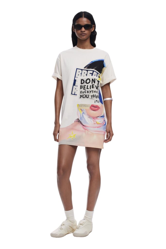 Desigual Berlin γυναικείο mini φόρεμα στυλ μπλουζάκι 25SWVK20